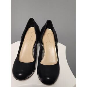 Jessica Simpson Black Leather Kellie Wedge Heel Size 10